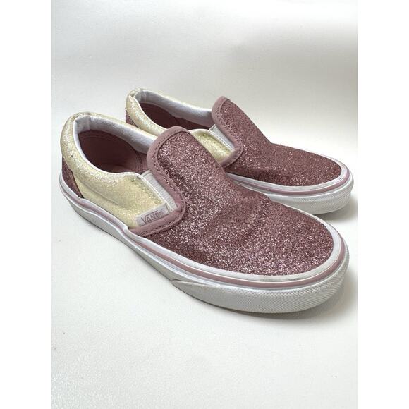 Vans Other - Vans Classic Slip On Kids Girls Pink Glitter Size 13.5 Sneakers Skate Shoe